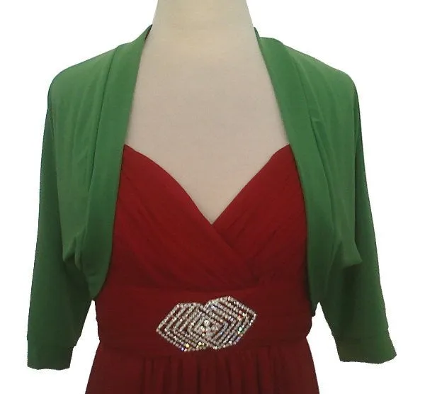 Mid Length Green Bolero Jacket Stretch Shrug Bridal Wedding Jacket