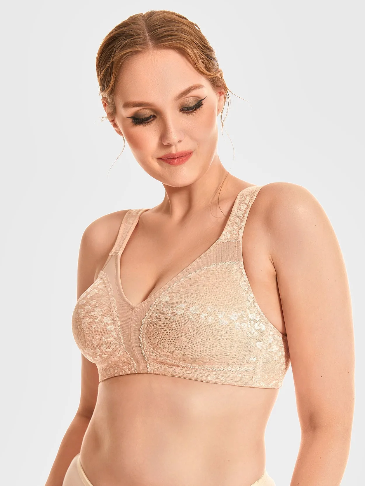 Minimizer Bra Wirefree Non Padded For Bigger Size Pink Nude