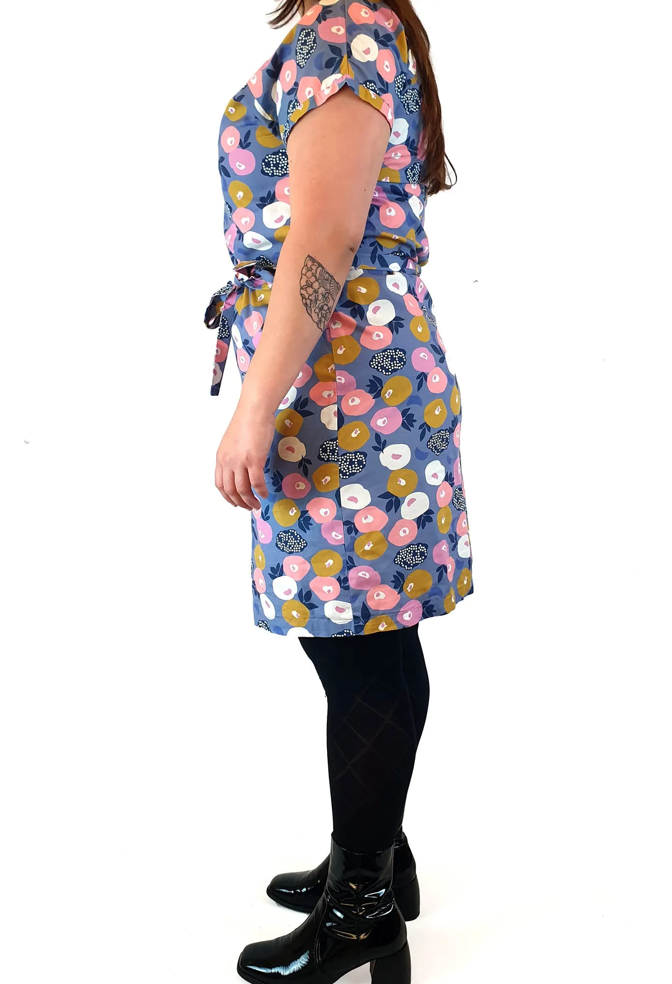 Miranda Murphy purple fruit print cotton dress size L