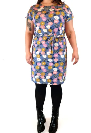 Miranda Murphy purple fruit print cotton dress size L