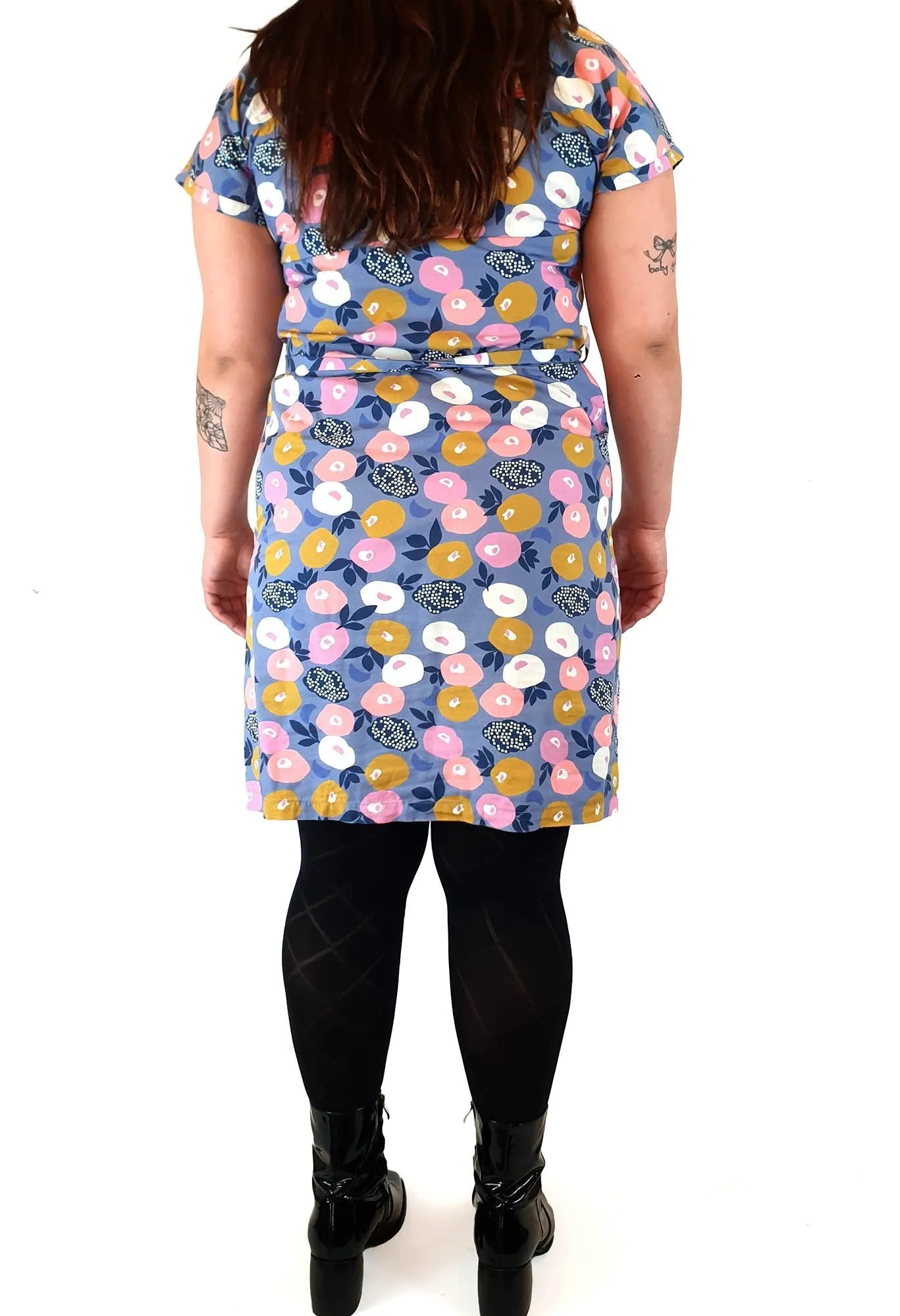 Miranda Murphy purple fruit print cotton dress size L