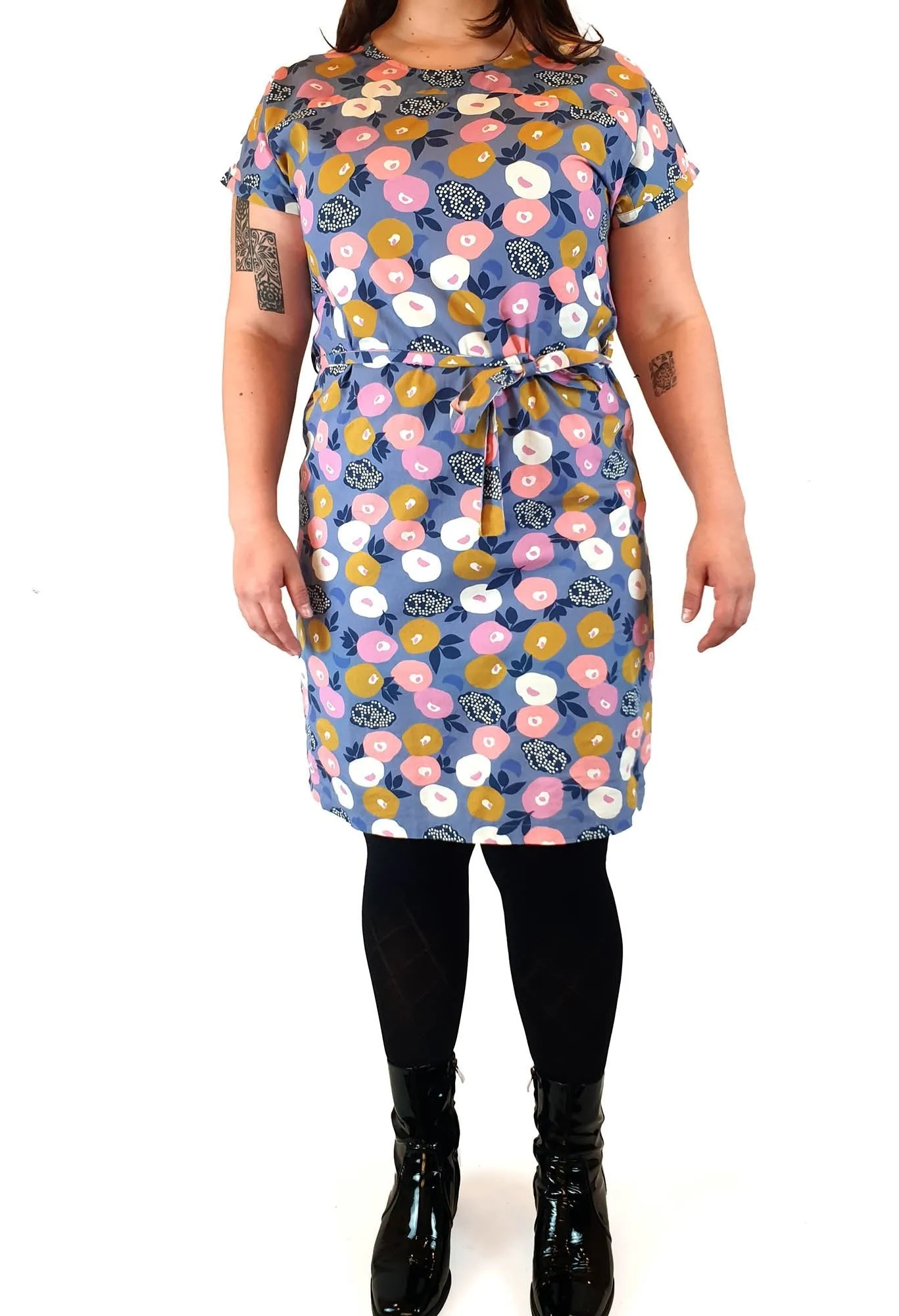 Miranda Murphy purple fruit print cotton dress size L