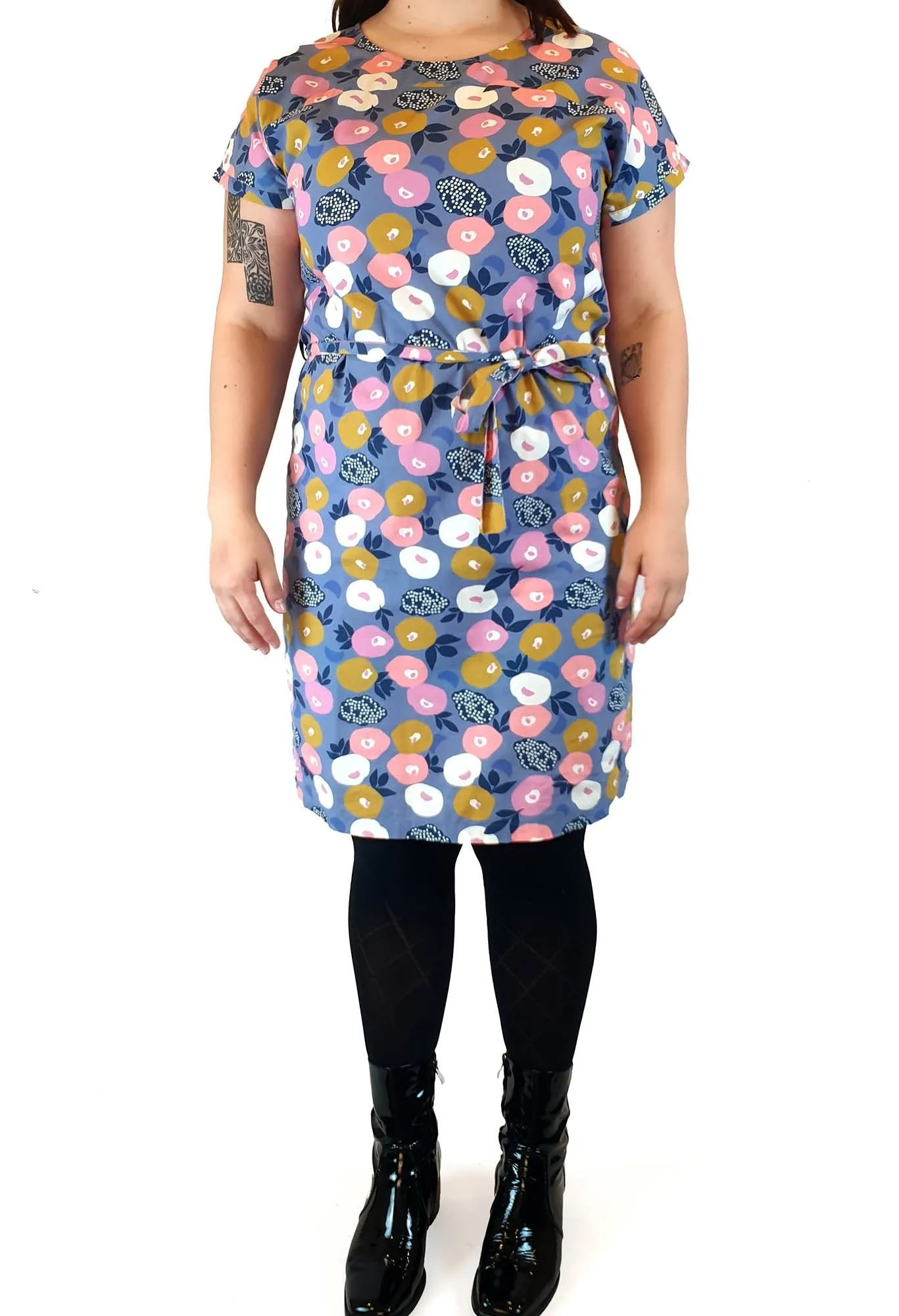 Miranda Murphy purple fruit print cotton dress size L