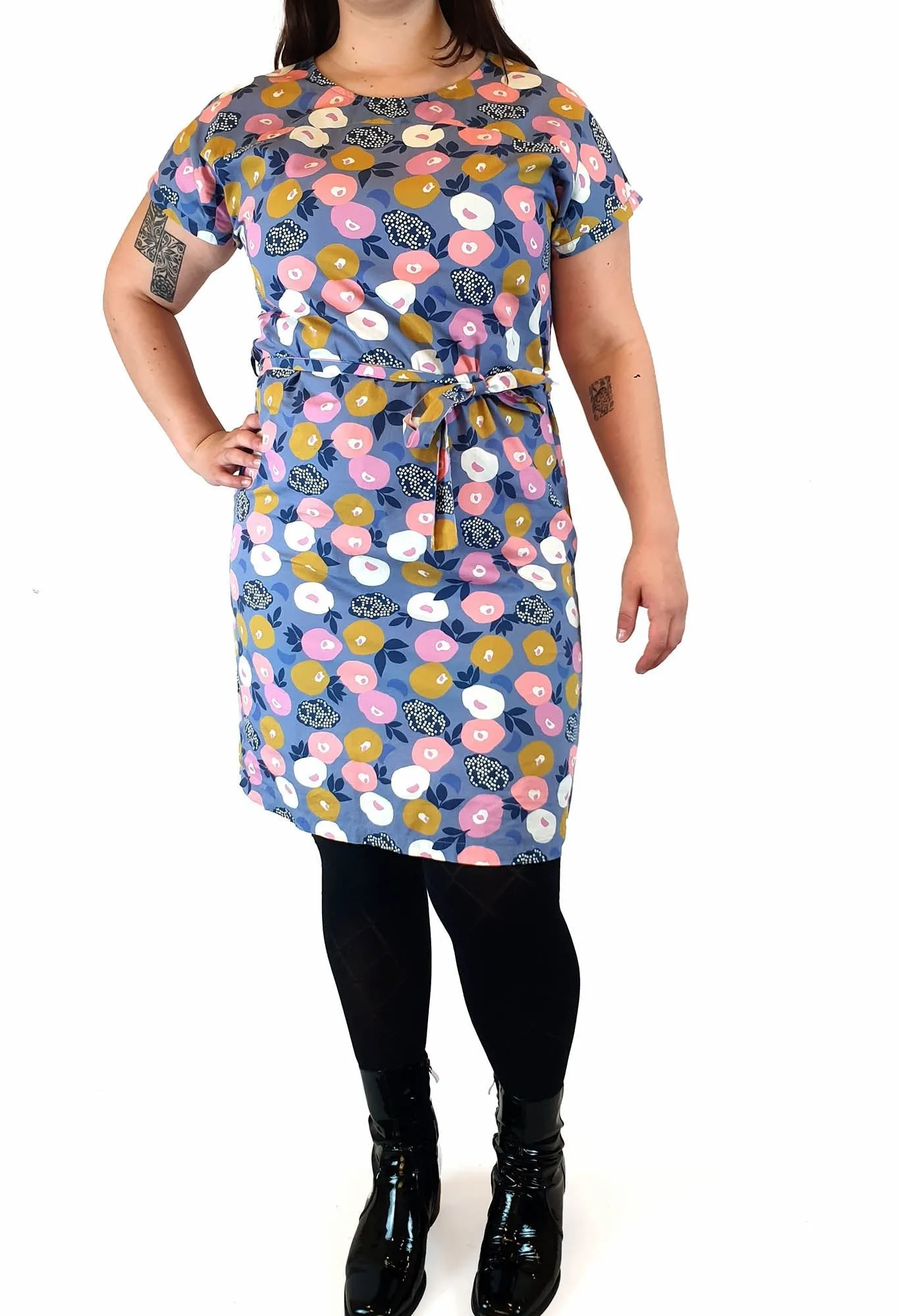 Miranda Murphy purple fruit print cotton dress size L