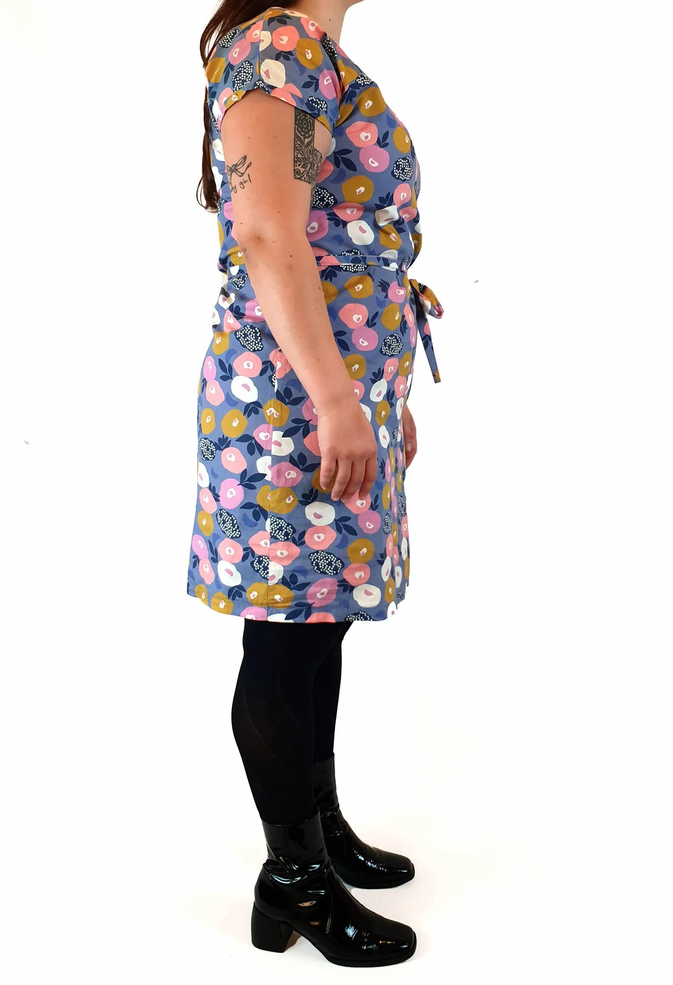 Miranda Murphy purple fruit print cotton dress size L