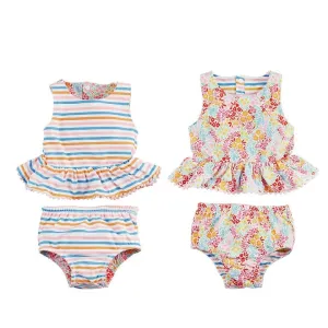 Mud Pie Toddler Reversible Floral and Stripe Swimsuit Set