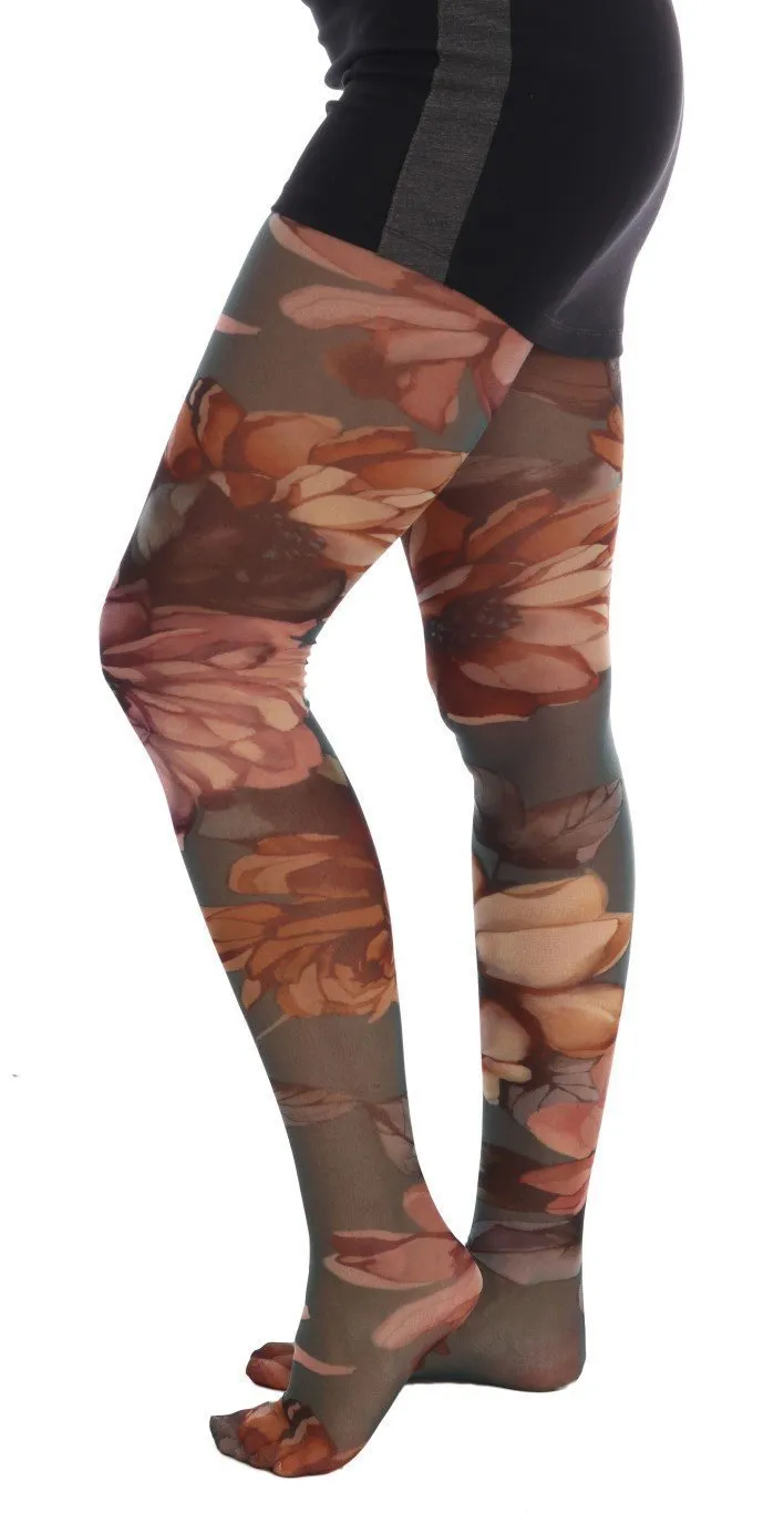 Multicolor Floral Print Tights Stockings