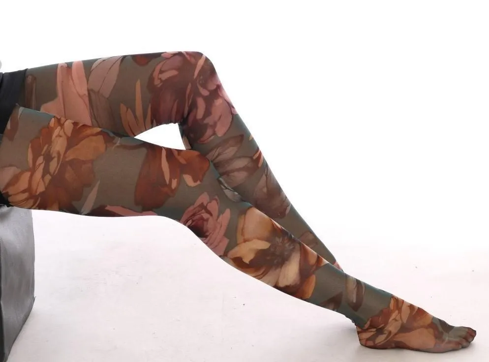 Multicolor Floral Print Tights Stockings