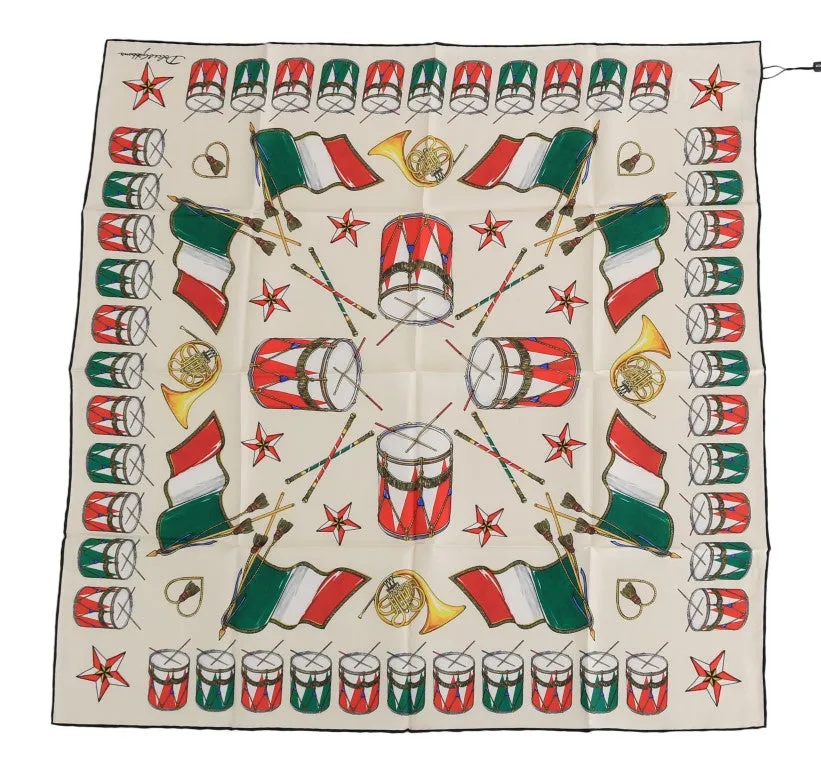 Multicolor Italian Flag Silk Scarf