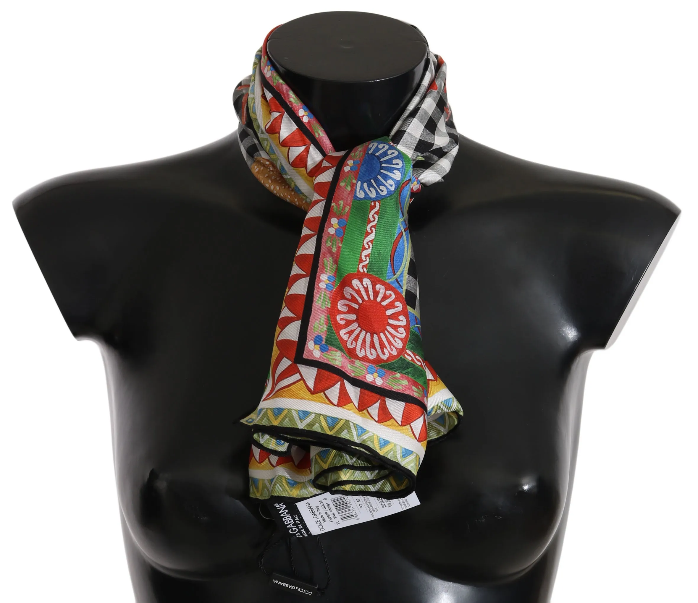 Multicolor Sicily Silk Square Foulard Scarf