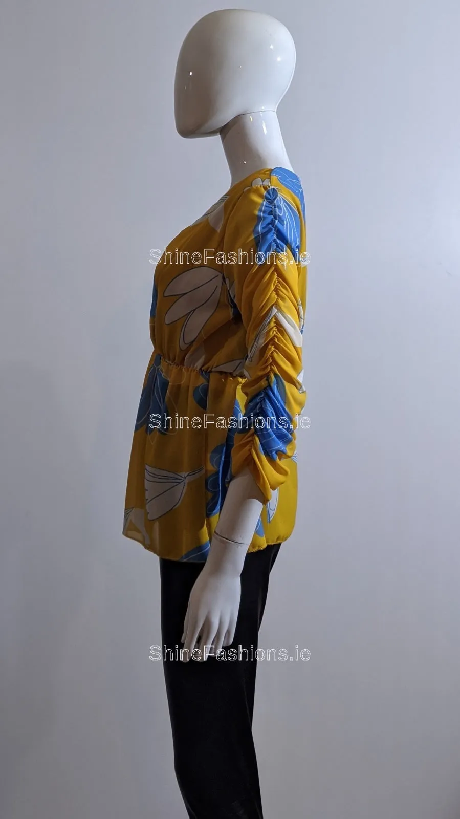 Mustard Floral Wrap Front Top