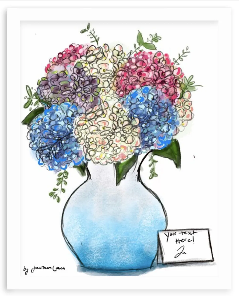 Mutli-color Hydrangeas with Framing