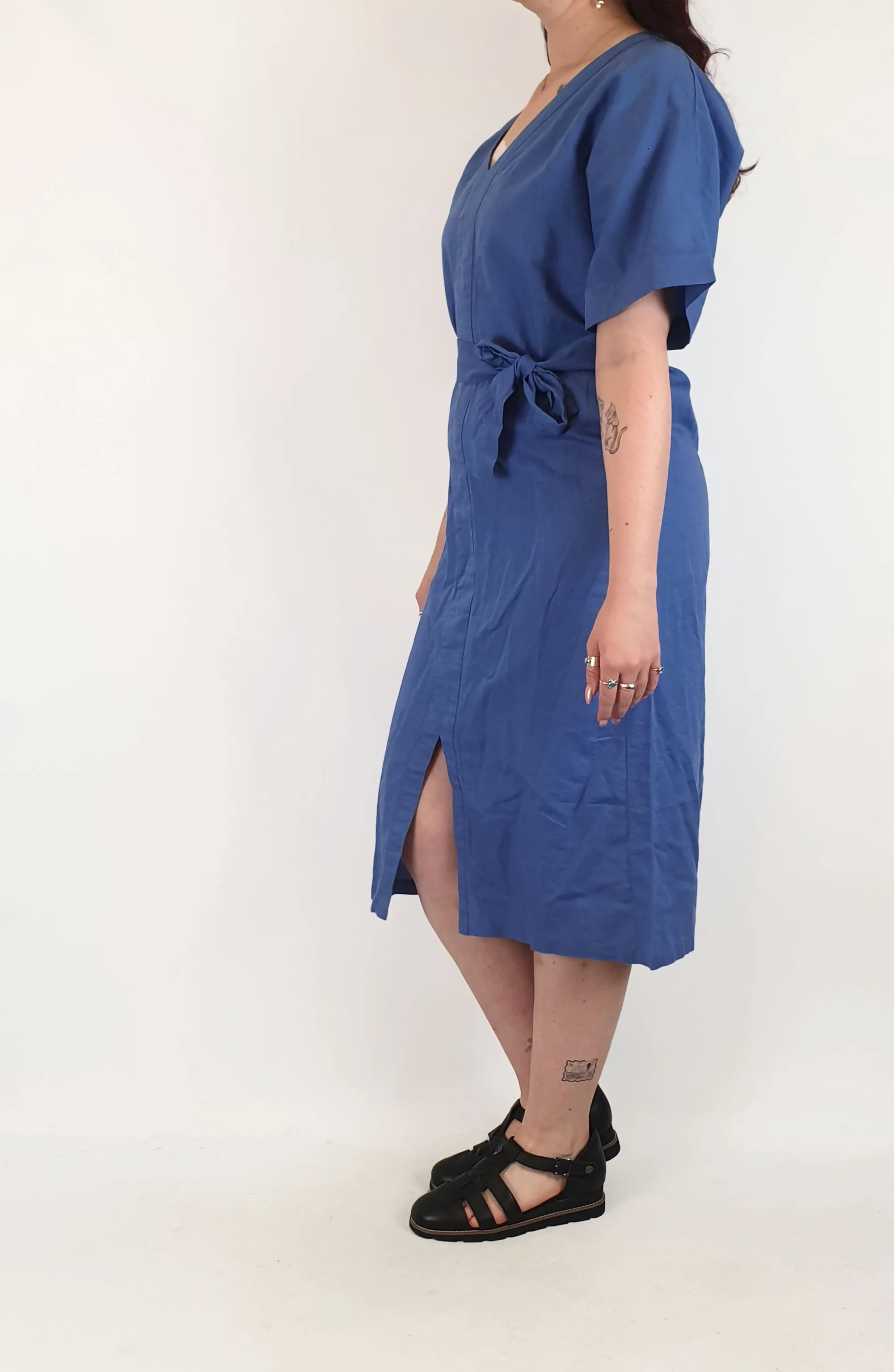 Natural for Birds blue cotton-linen dress size 12