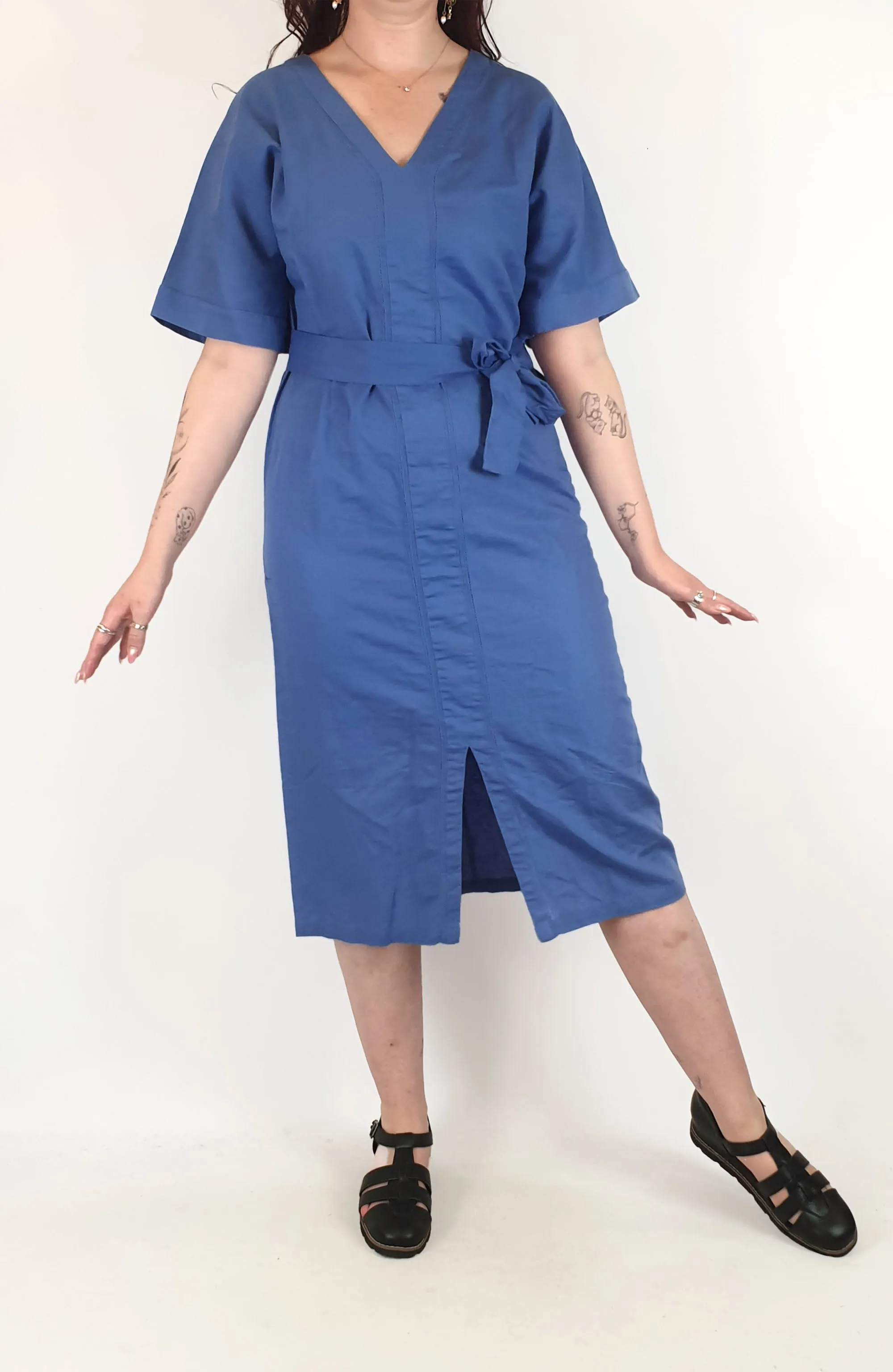 Natural for Birds blue cotton-linen dress size 12
