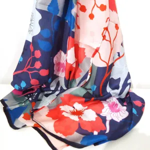 Navy & Fuchsia Floral Scarf