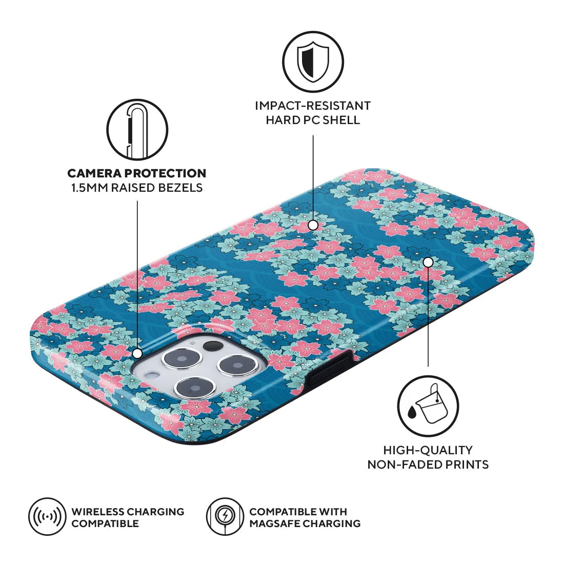 Navy Sakura Wave Custom - iPhone 12 Pro Max Case