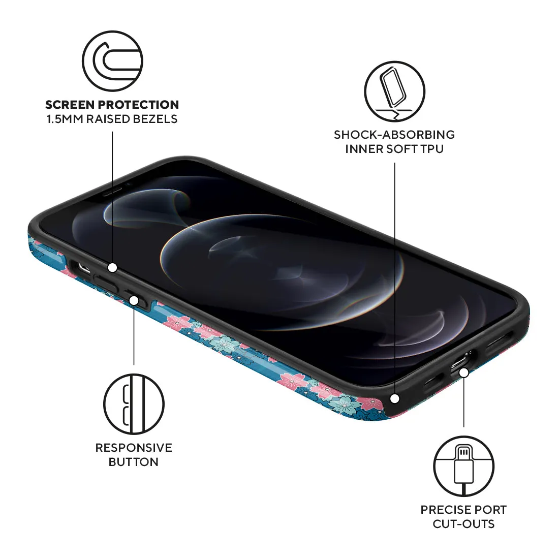 Navy Sakura Wave Custom - iPhone 12 Pro Max Case