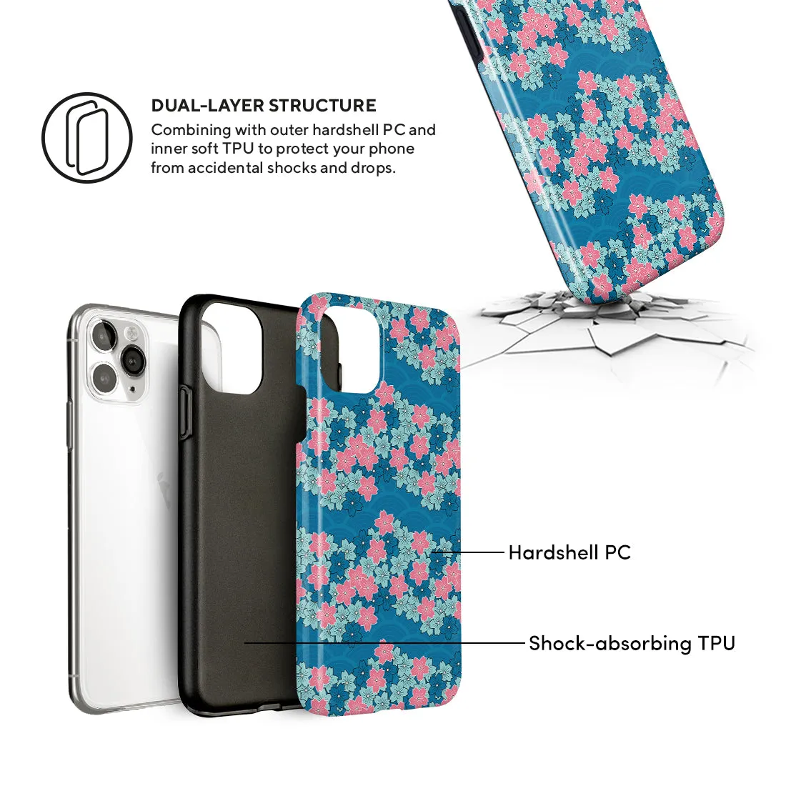 Navy Sakura Wave Custom - iPhone 12 Pro Max Case