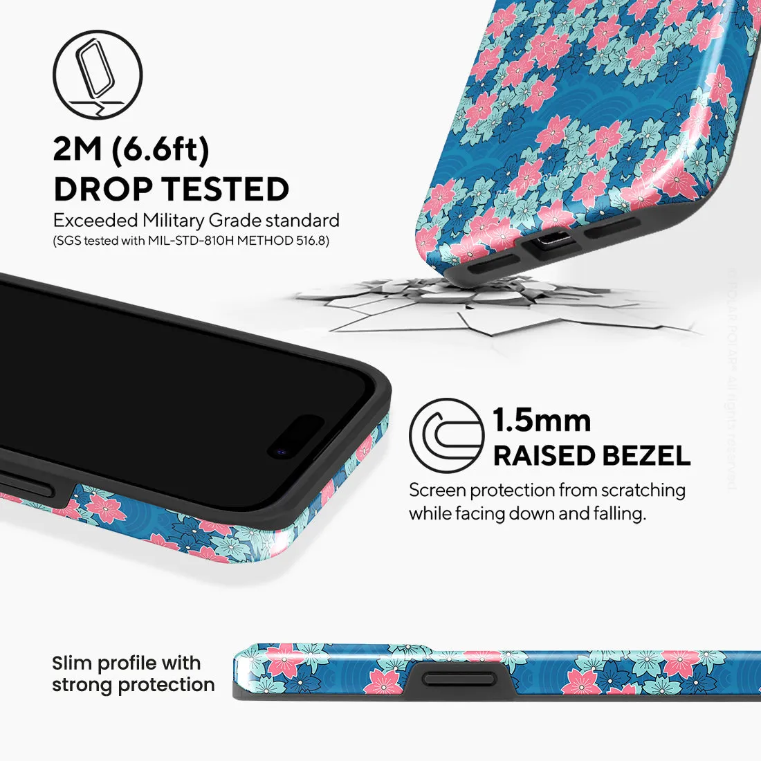 Navy Sakura Wave Custom - iPhone 15 Pro Max Case