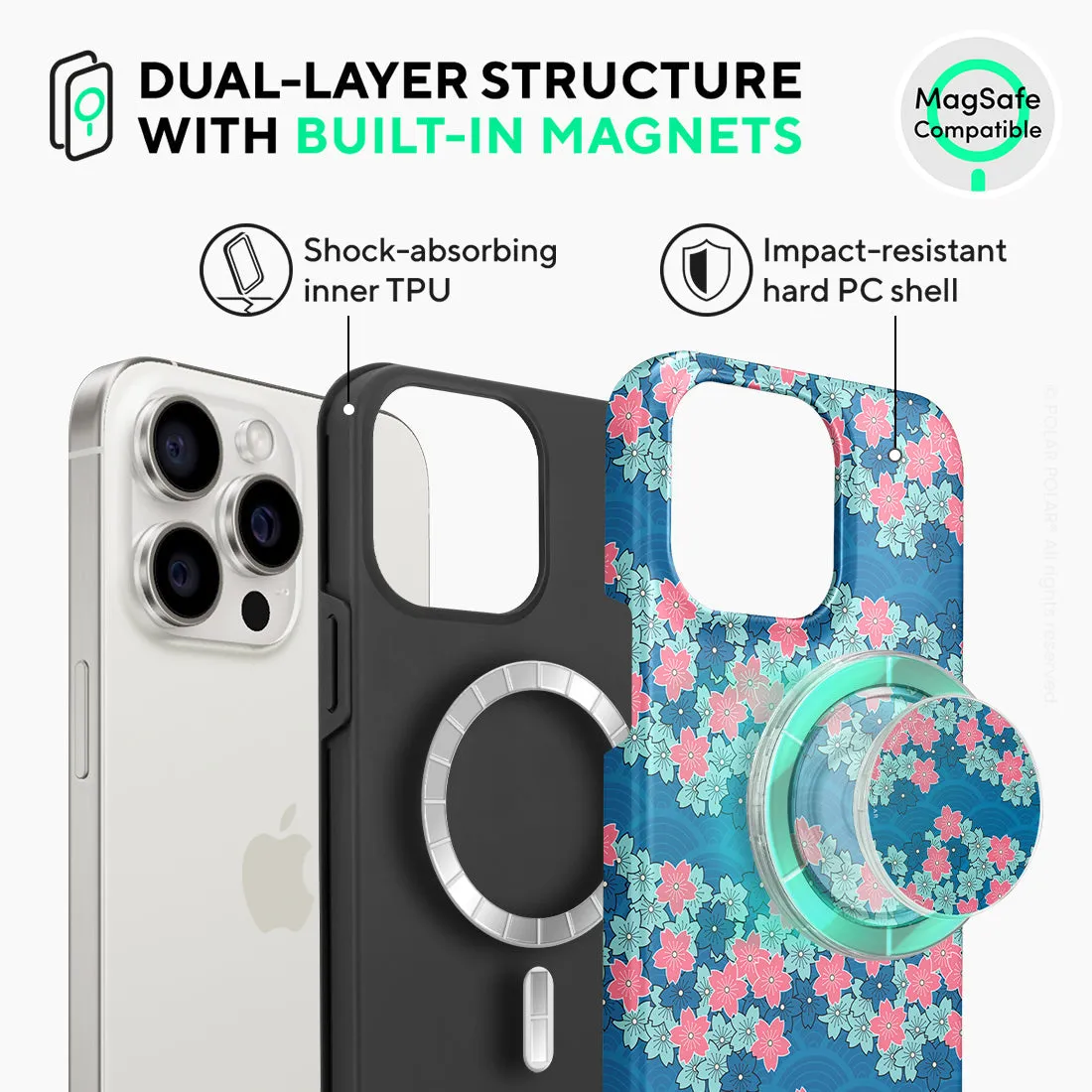 Navy Sakura Wave Custom - iPhone 15 Pro Max Case