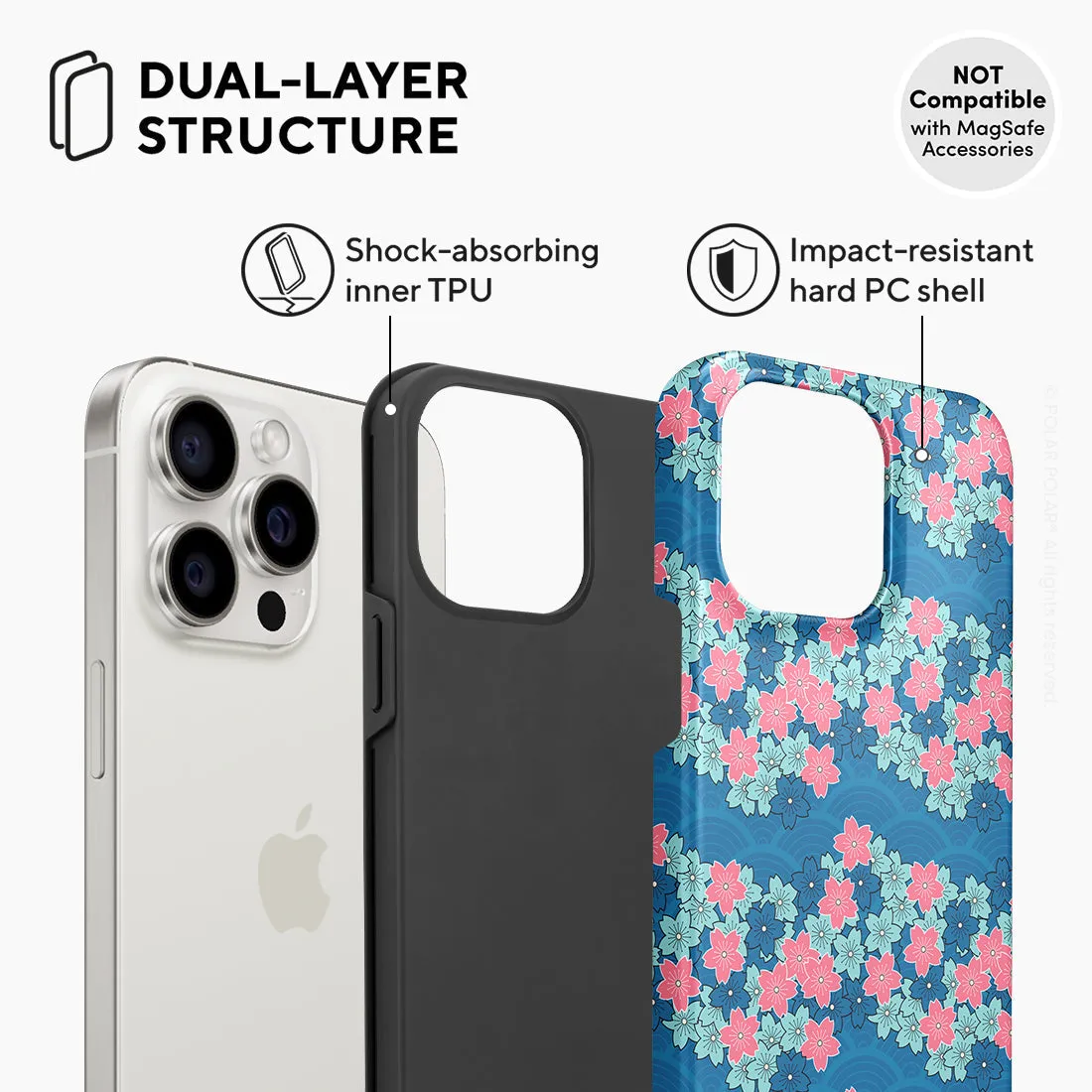Navy Sakura Wave Custom - iPhone 15 Pro Max Case
