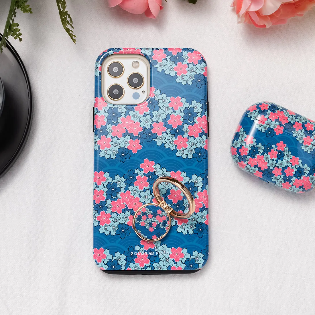 Navy Sakura Wave Custom - iPhone XS Max Case