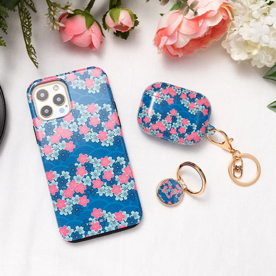Navy Sakura Wave Custom - iPhone XS Max Case