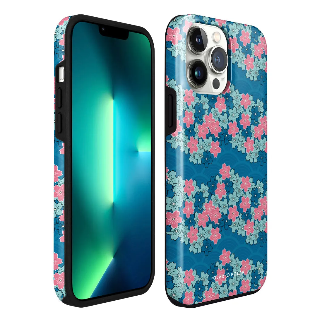 Navy Sakura Wave - iPhone 13 Pro Max Case