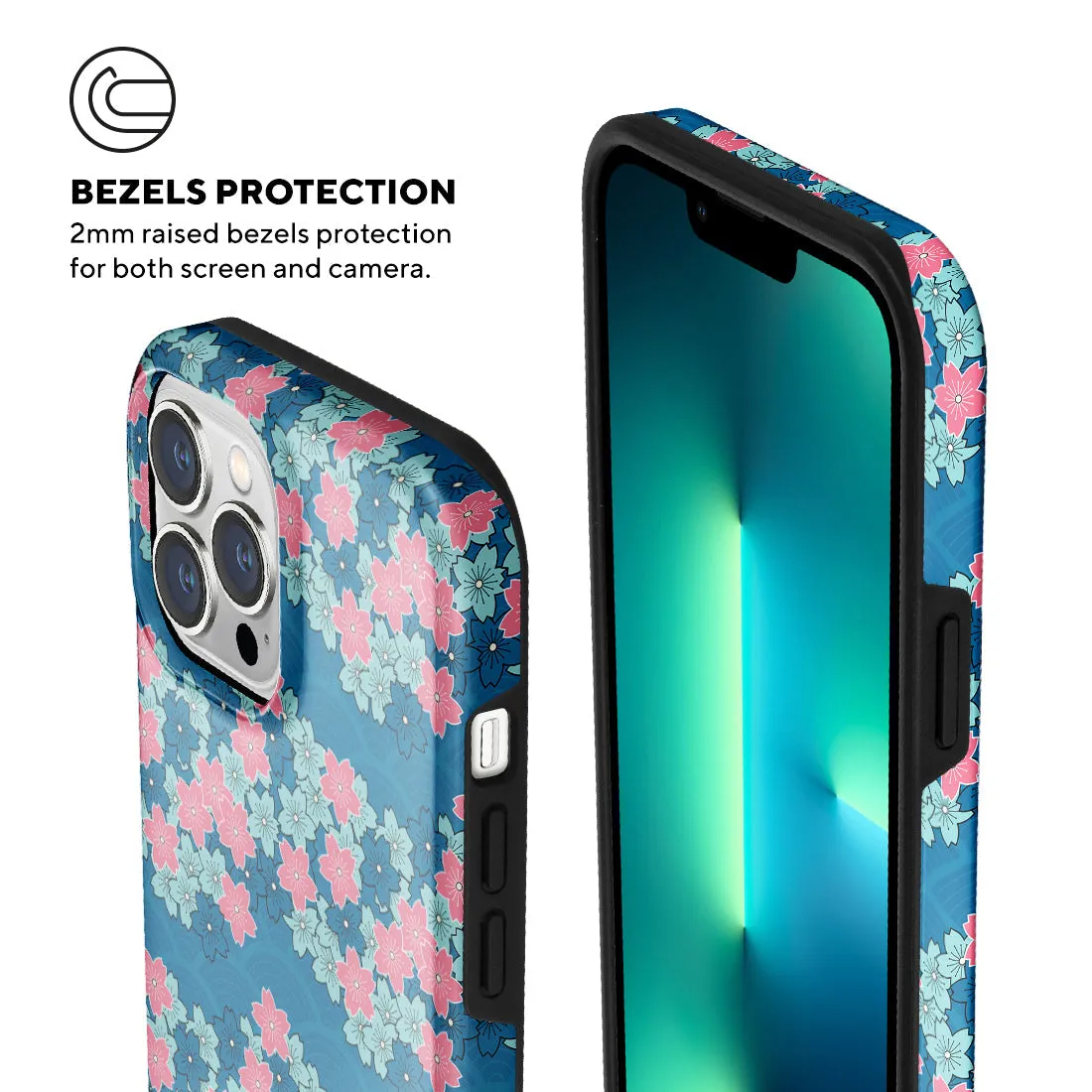 Navy Sakura Wave - iPhone 13 Pro Max Case