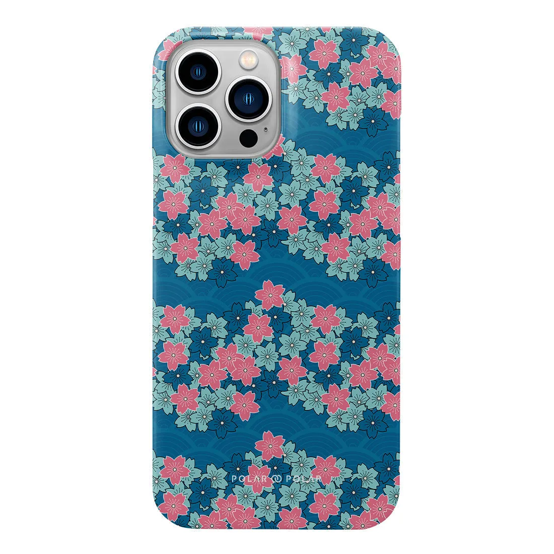 Navy Sakura Wave - iPhone 13 Pro Max Case