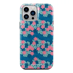 Navy Sakura Wave - iPhone 13 Pro Max Case