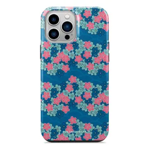 Navy Sakura Wave - iPhone 14 Pro Max Case