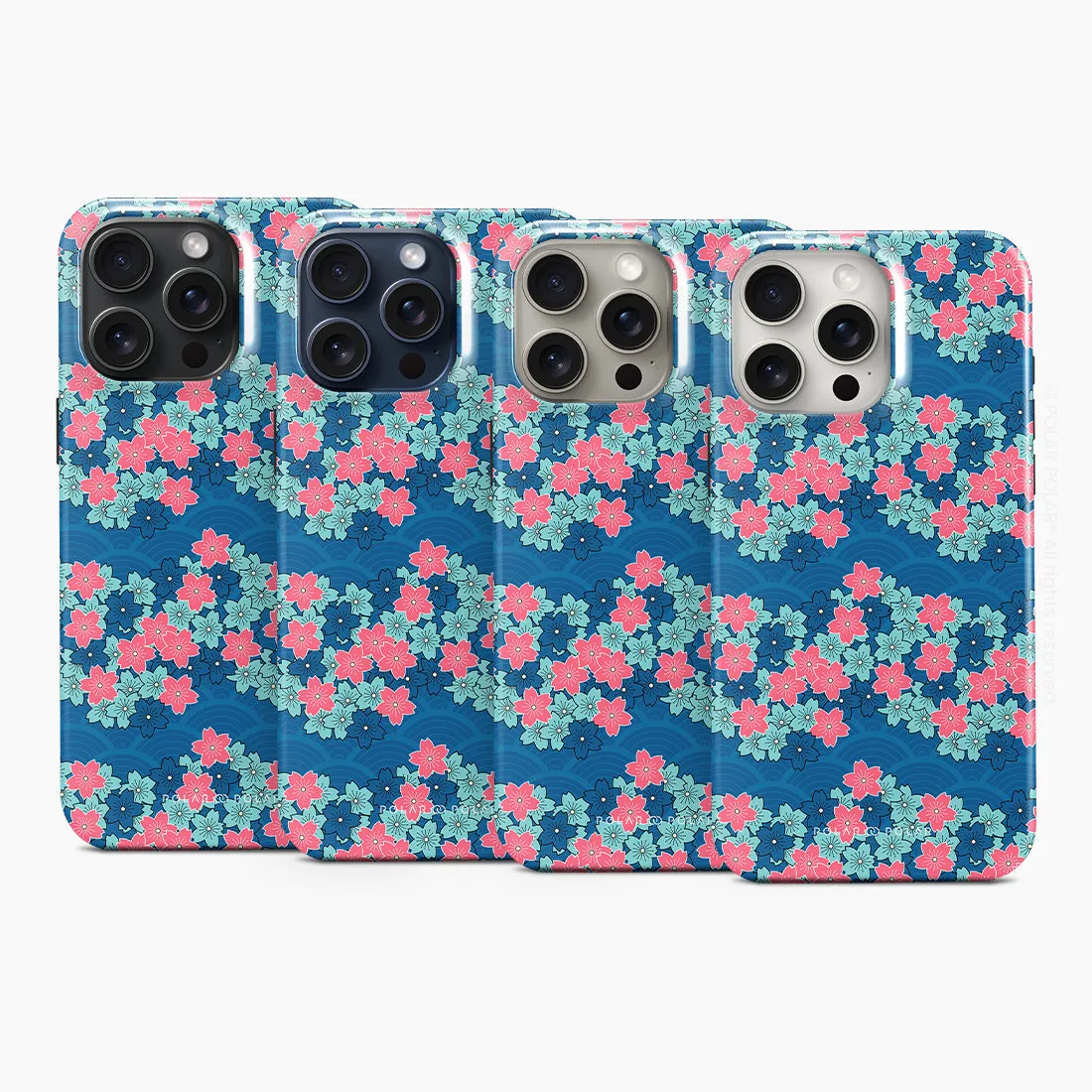 Navy Sakura Wave - iPhone 15 Pro Max Case