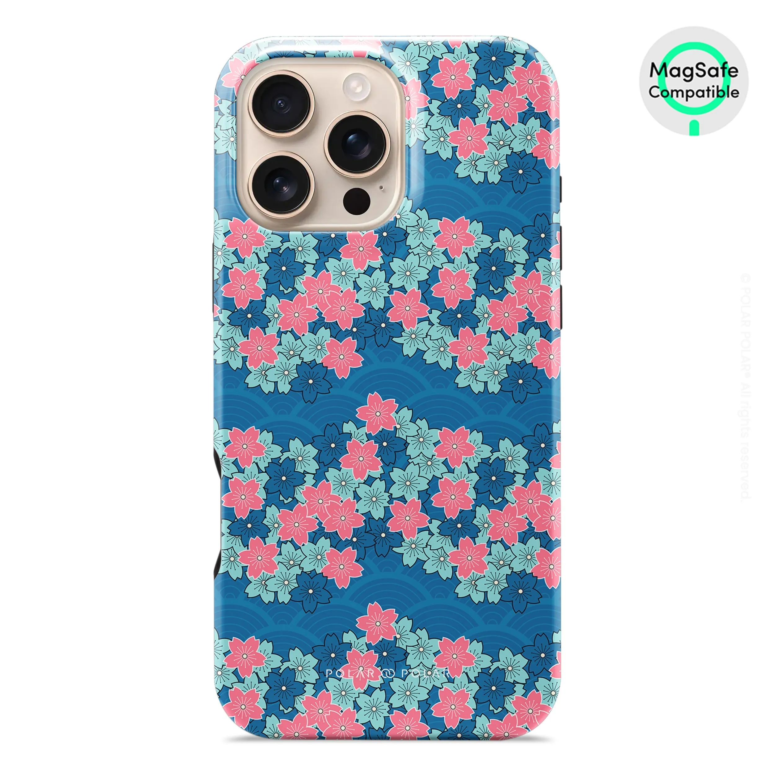 Navy Sakura Wave - iPhone 16 Pro Max Case
