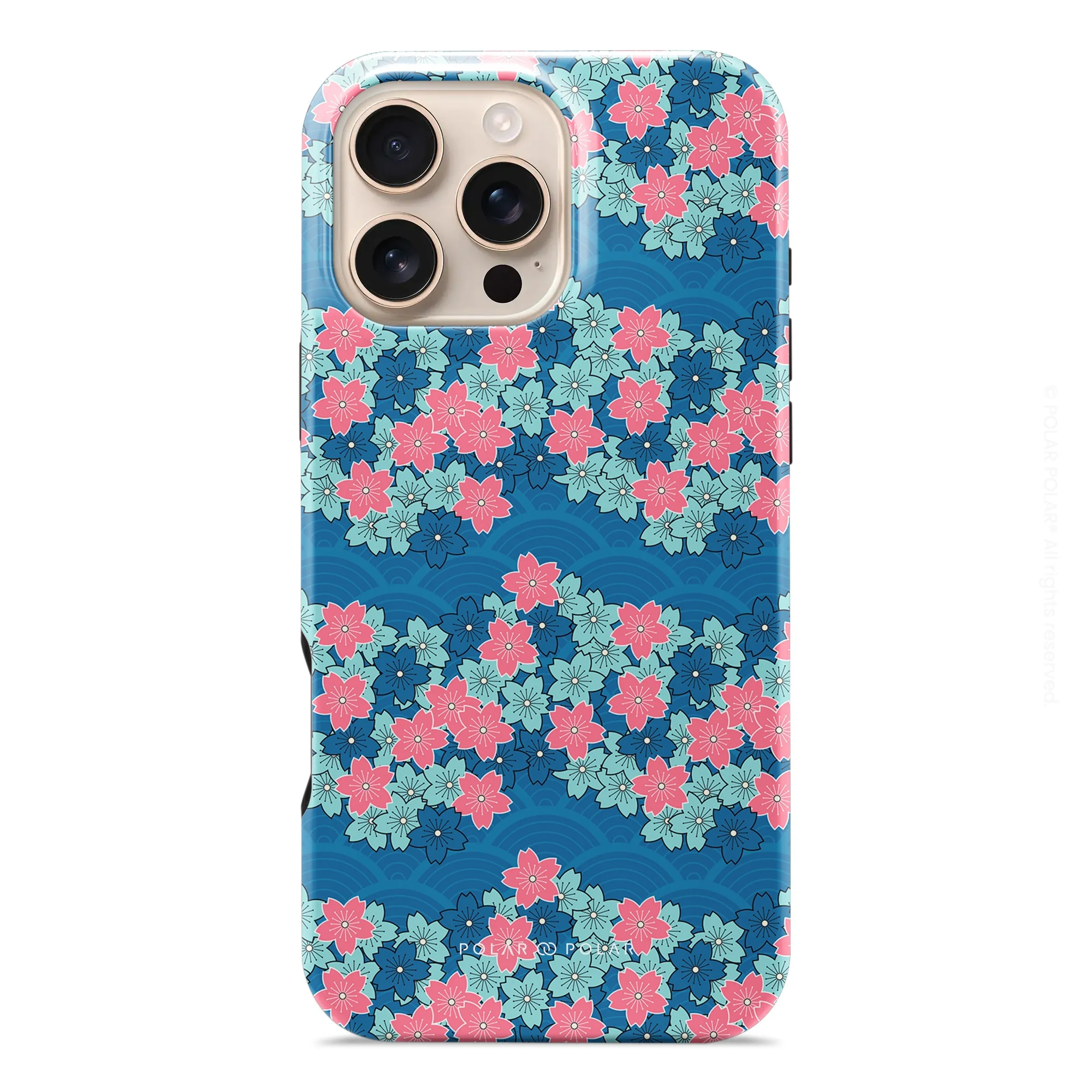 Navy Sakura Wave - iPhone 16 Pro Max Case