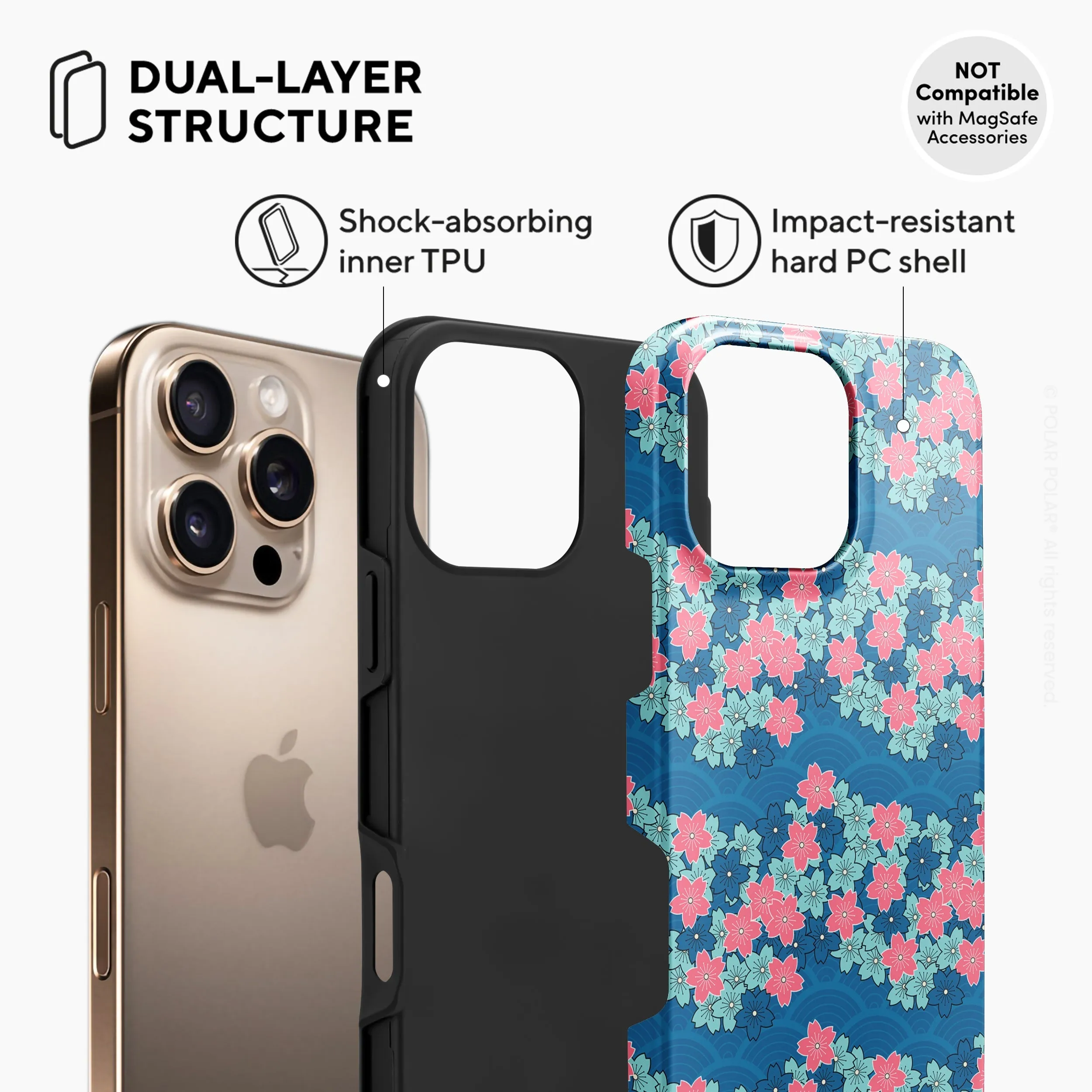 Navy Sakura Wave - iPhone 16 Pro Max Case