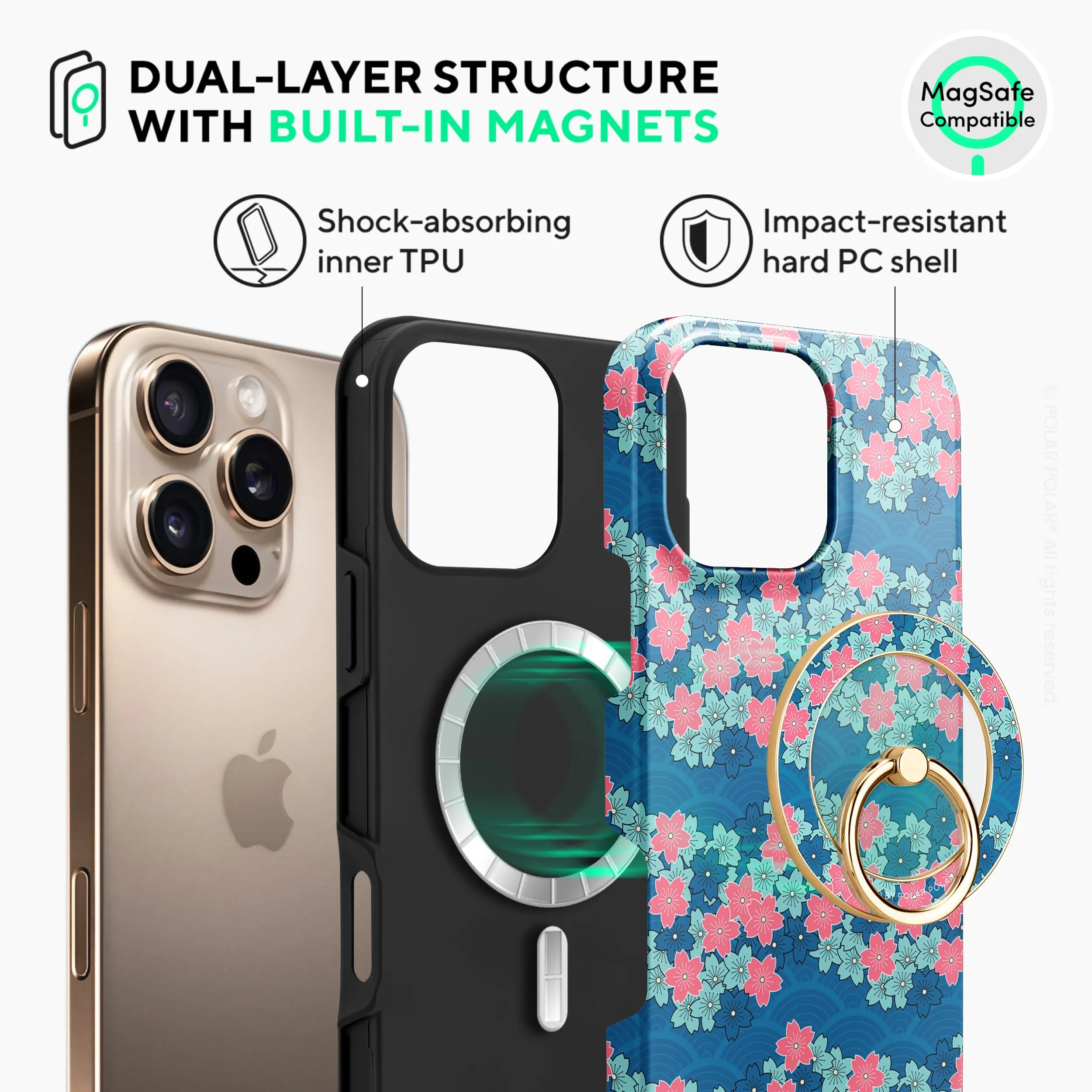 Navy Sakura Wave - iPhone 16 Pro Max Case