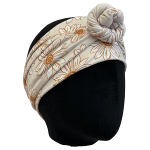 Neutral Daisies Wrap Headband