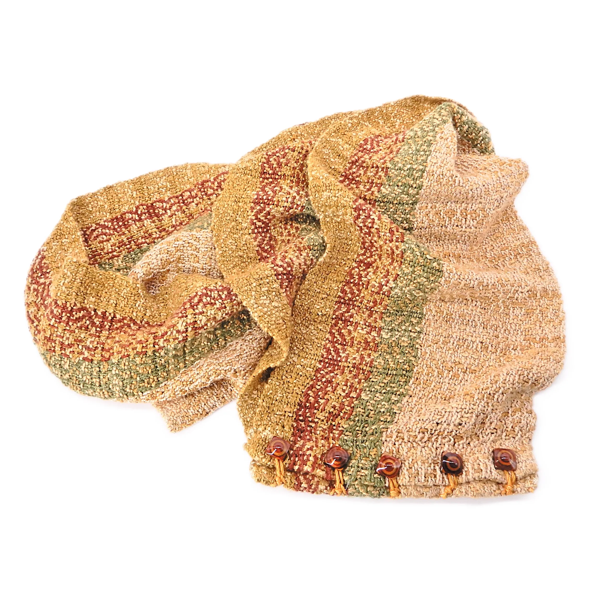 Neutral Mix Rayon/Cotton Blend Button Scarf