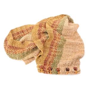 Neutral Mix Rayon/Cotton Blend Button Scarf