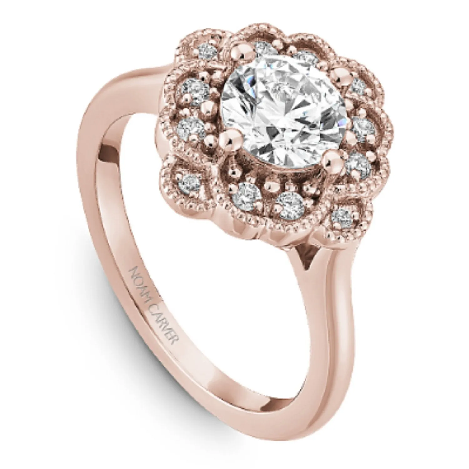 Noam Carver Floral Halo Diamond Engagement Ring