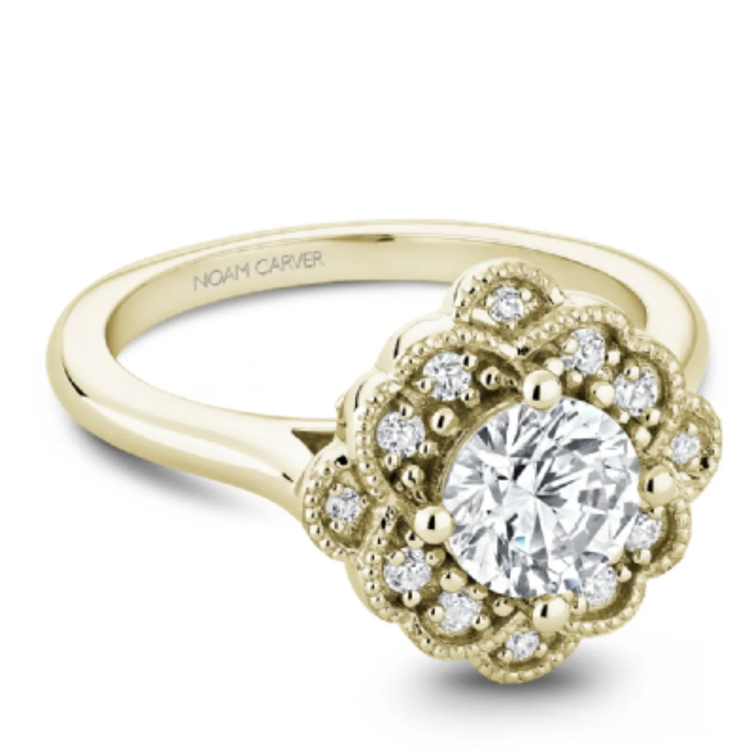Noam Carver Floral Halo Diamond Engagement Ring