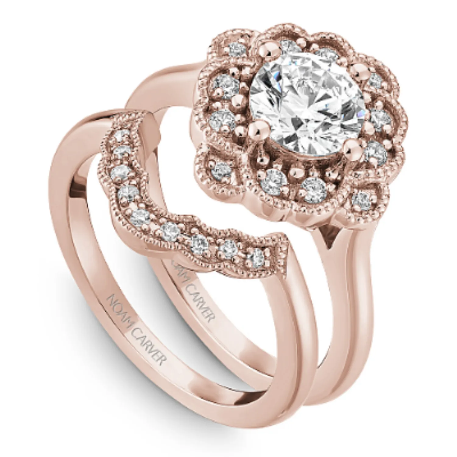 Noam Carver Floral Halo Diamond Engagement Ring