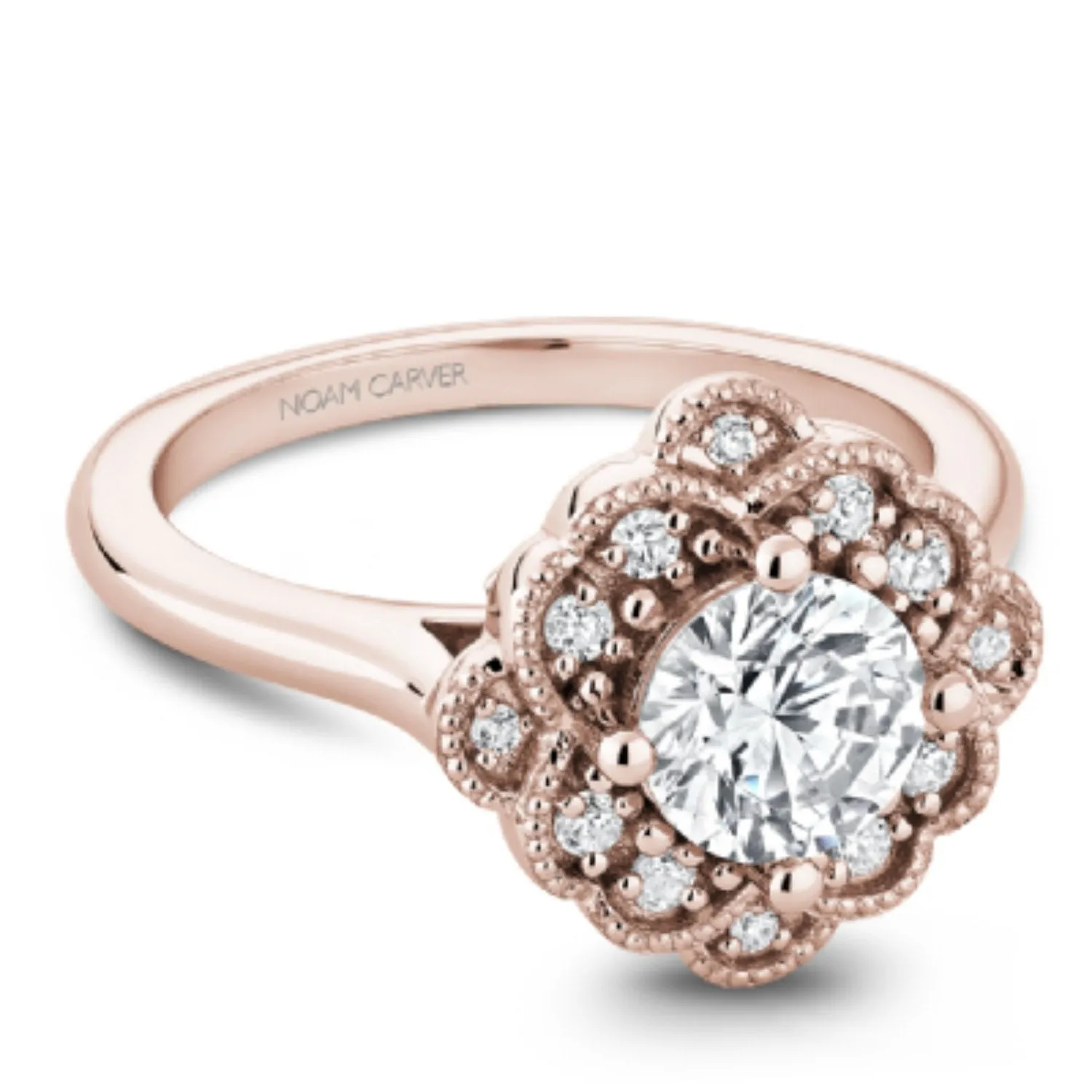 Noam Carver Floral Halo Diamond Engagement Ring