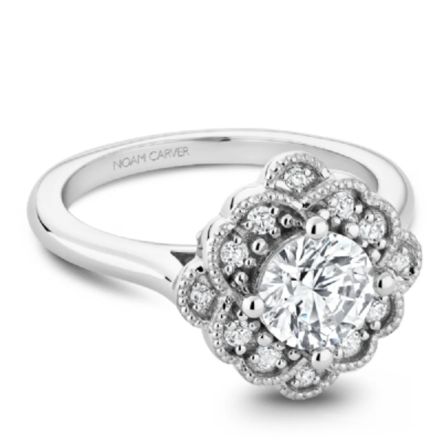 Noam Carver Floral Halo Diamond Engagement Ring