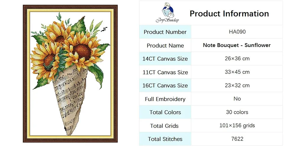 Notes Bouquet Collection Floral Pattern Joy Sunday Cross Stitch