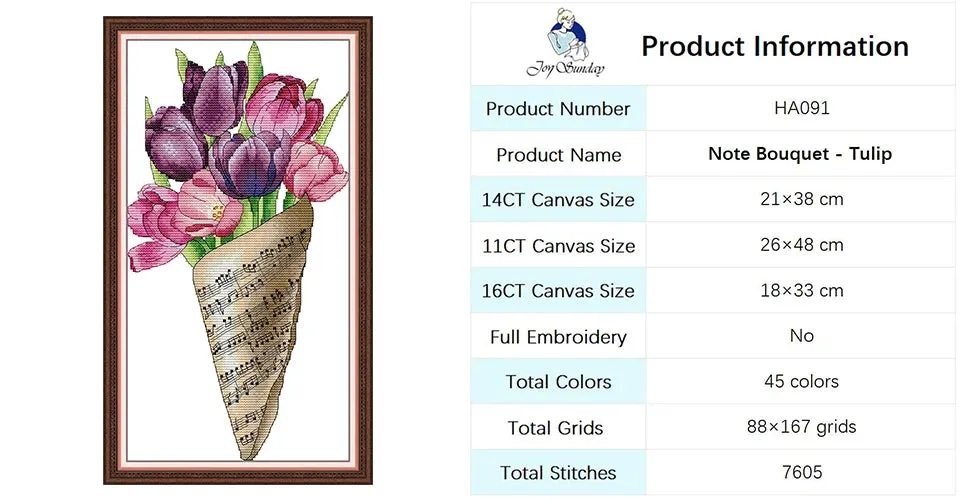 Notes Bouquet Collection Floral Pattern Joy Sunday Cross Stitch