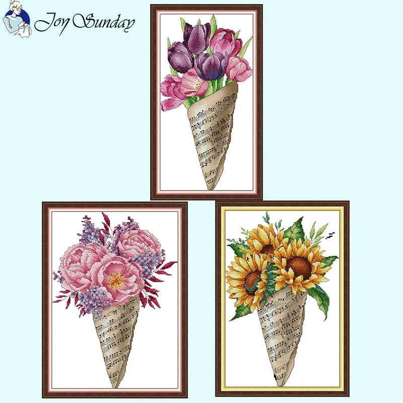 Notes Bouquet Collection Floral Pattern Joy Sunday Cross Stitch