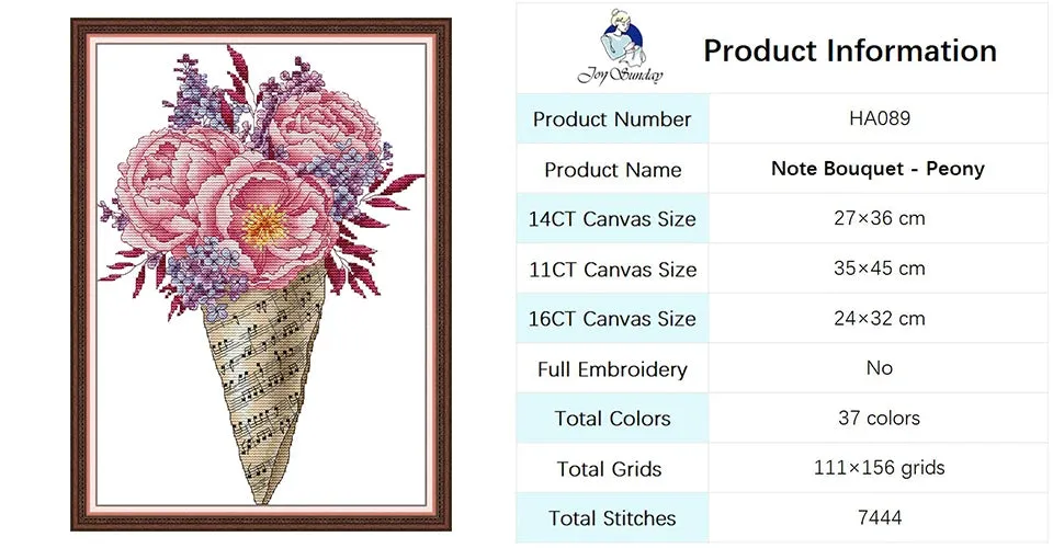Notes Bouquet Collection Floral Pattern Joy Sunday Cross Stitch
