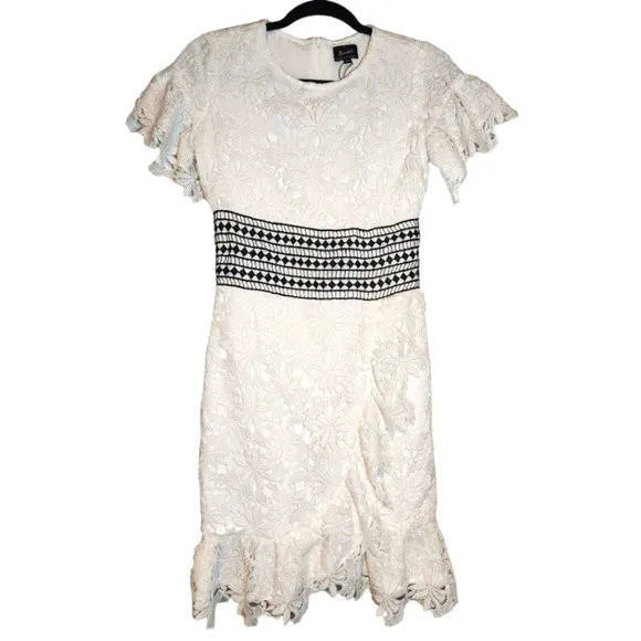 NWOT Bardot Reese White Floral Lace Crochet Mini Dress Size 4